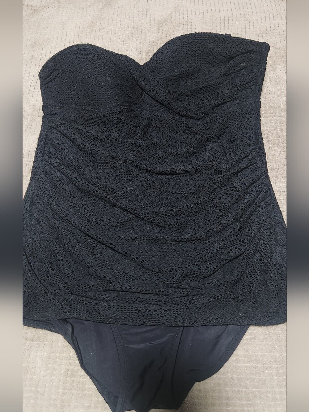 Merona Black Crochet Strapless One Piece Swimsuit Size Xl